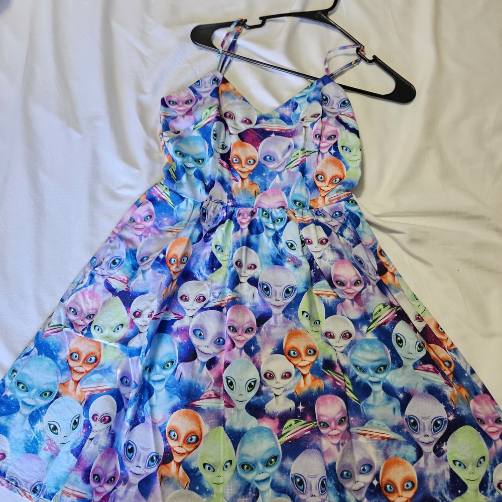 Retrolicious Multicolor Alien Print Dress